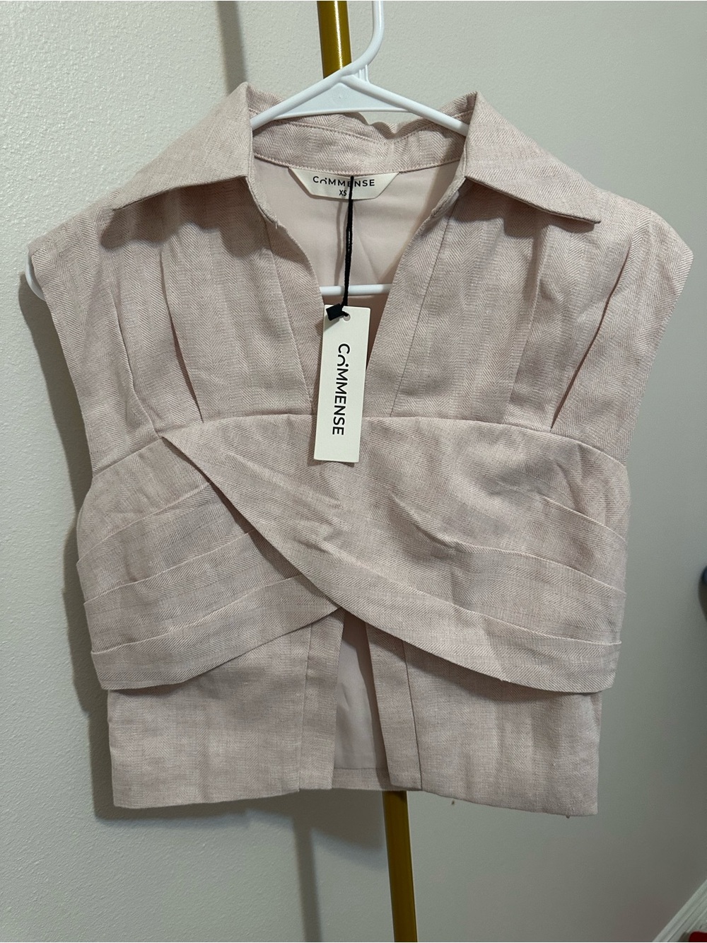 Commense Blush-Pink Twist Front Collared Camisole